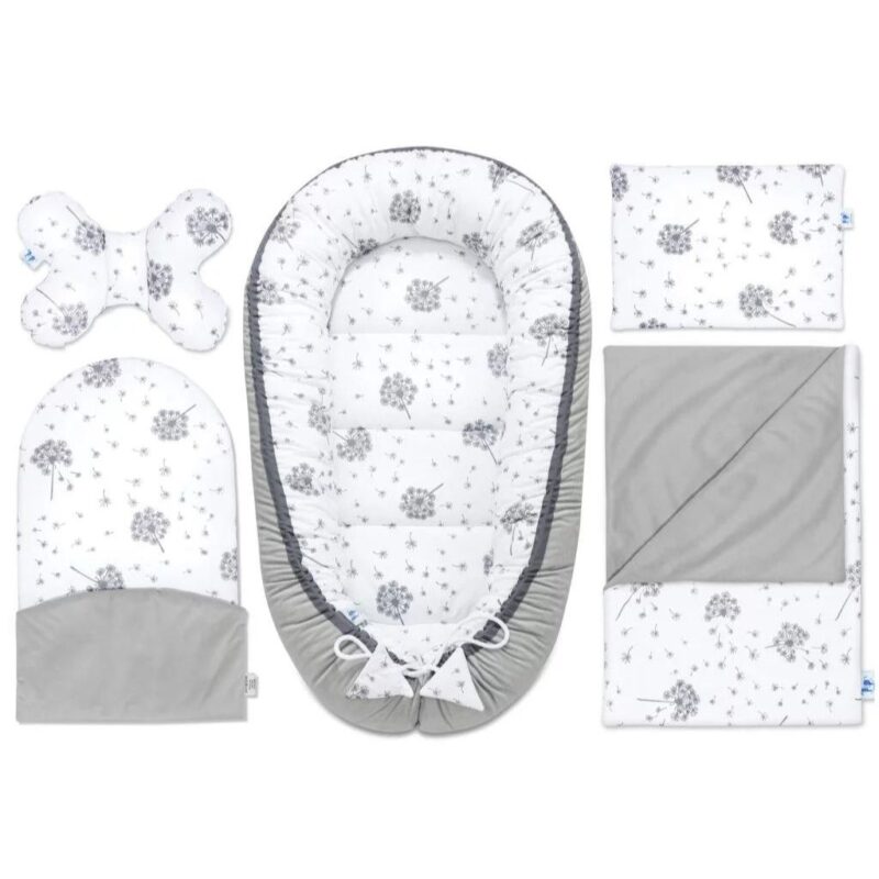Baba szett 5 az 1-ben - Summer Wind grey - pamut/velvet