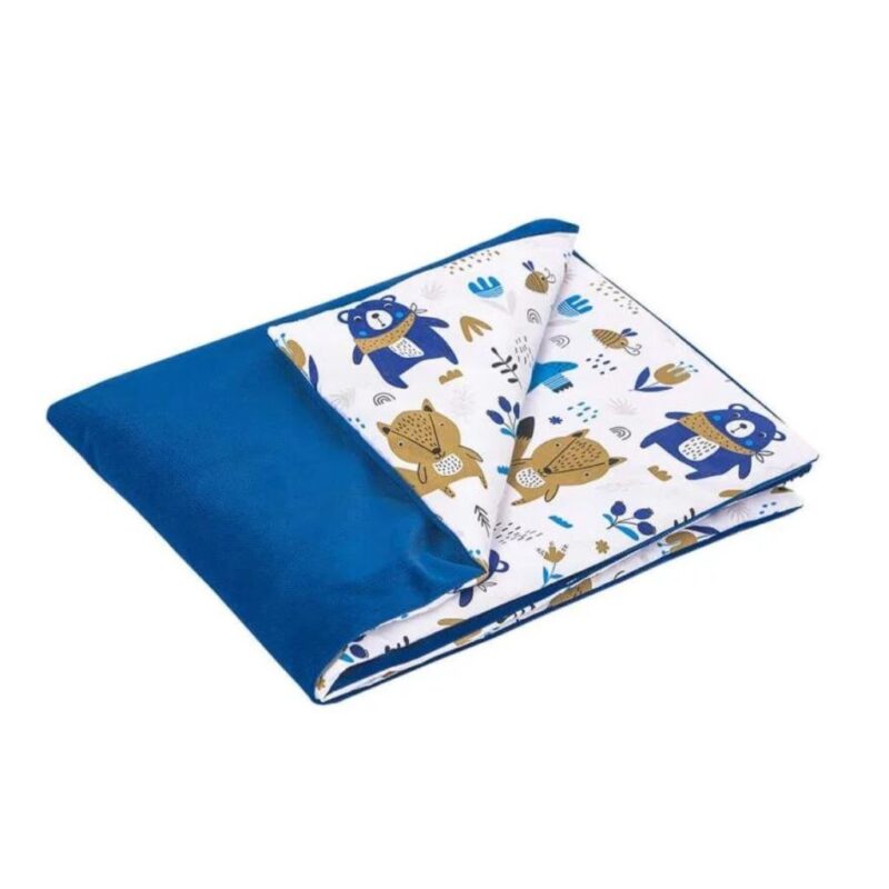 Szett 25x35-ös párna és 55x75-ös takaró – Blue Bear – pamut/velvet - Image 3