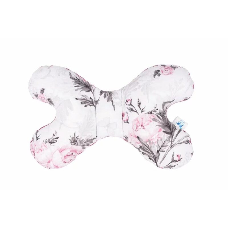 Babakocsi betét 5az1-ben szett - Pink Flowers grey - pamut/velvet - Image 4