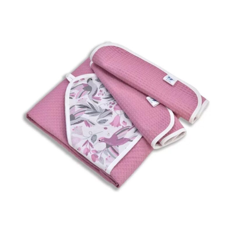 Fürdőszett: kapucnis törölköző és 2 kis törölköző - Hummingbird Pink