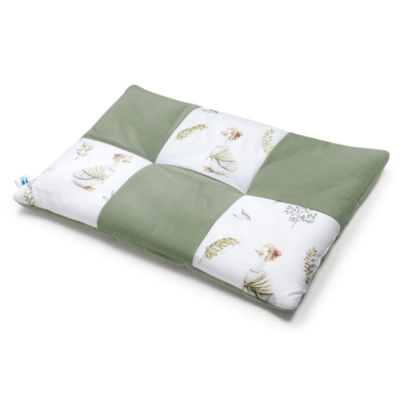 Patchwork paplan 100x140 lapos párnával 40x60 - Lady Goose sage - pamut/velvet - Image 3