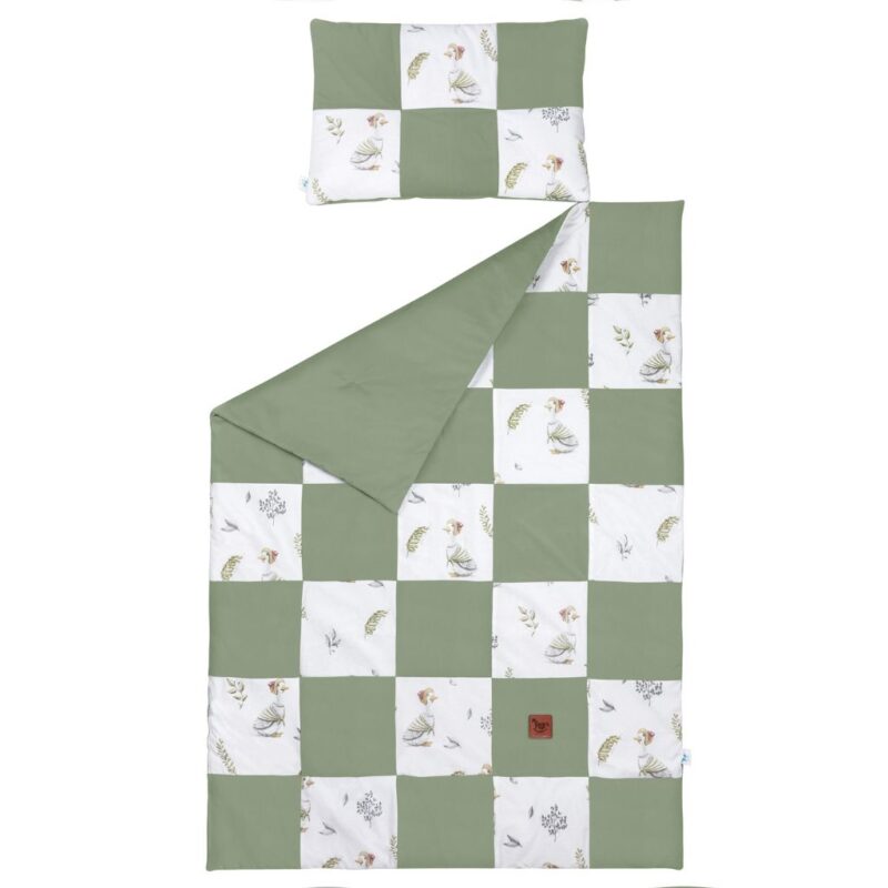 Patchwork paplan 100x140 lapos párnával 40x60 - Lady Goose sage - pamut/velvet - Image 2