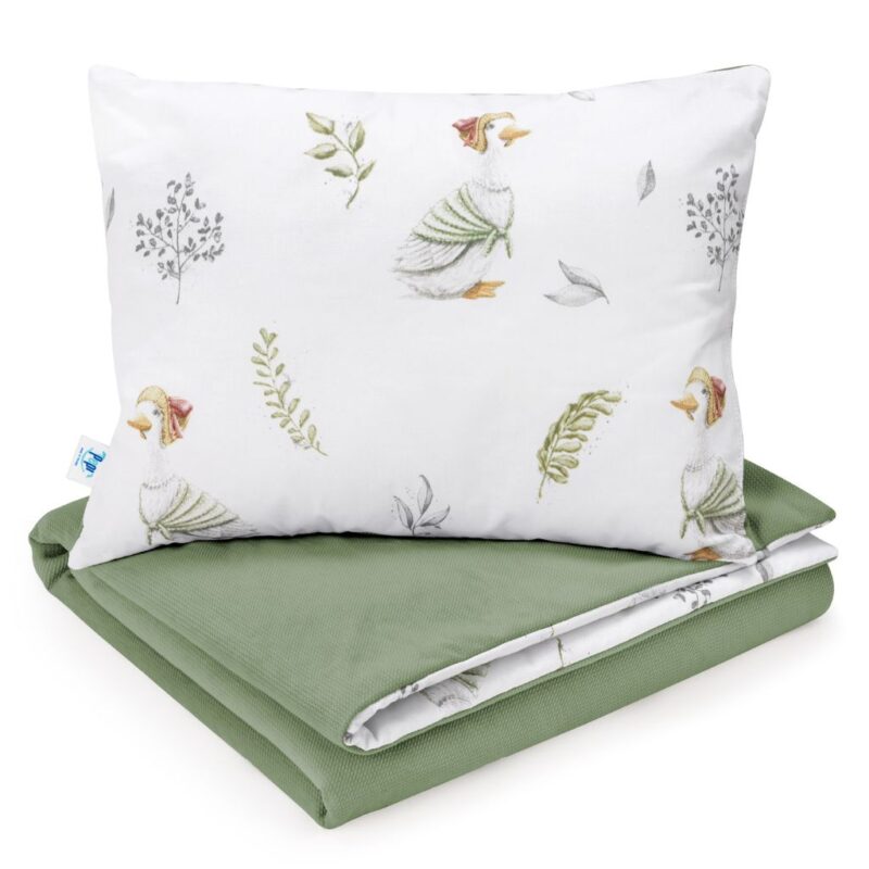 Szett 30×40-ös párna és 75×100-ös takaró – Lady Goose sage – pamut/velvet