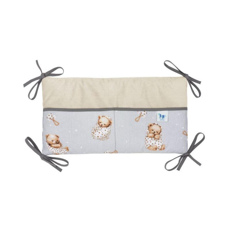 Kiságyra szerelhető tároló 42x22 - Sleeping Teddy Bear cappucino - pamut/velvet
