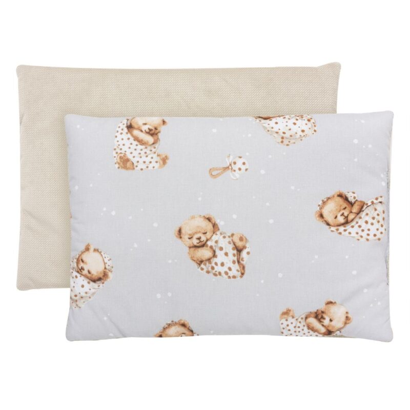 Lapos párna 25×35 - Sleeping Teddy Bear cappucino - pamut/velvet