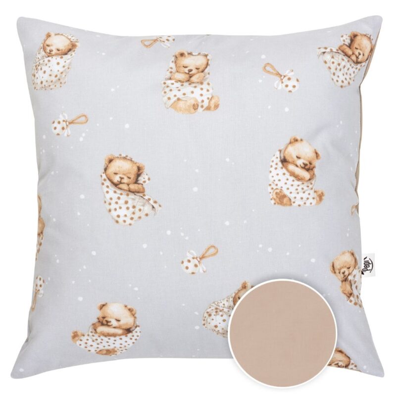 Párnahuzat 40×40 - Sleeping Teddy Bear cappucino - pamut