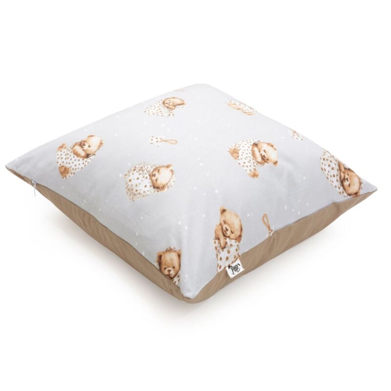 Párnahuzat 40×40 - Sleeping Teddy Bear cappucino - pamut - Image 4