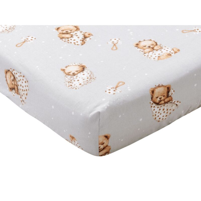 Lepedő pamut kiságyba gumis 60x120 - Sleeping Teddy Bear - Image 2