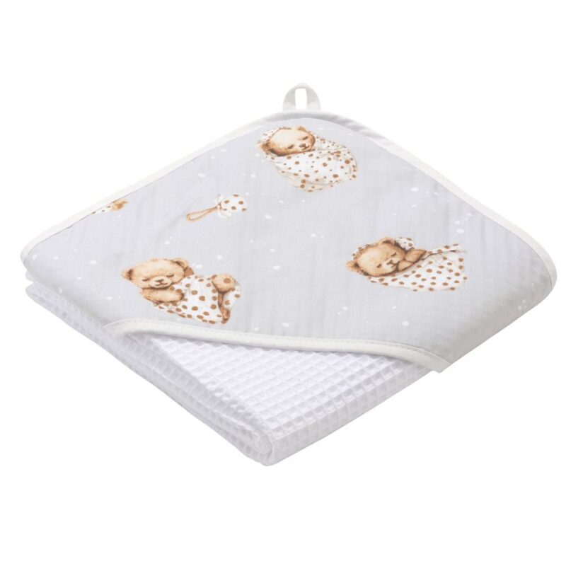 Fürdőlepedő kapucnival - Sleeping Teddy Bear - pamut