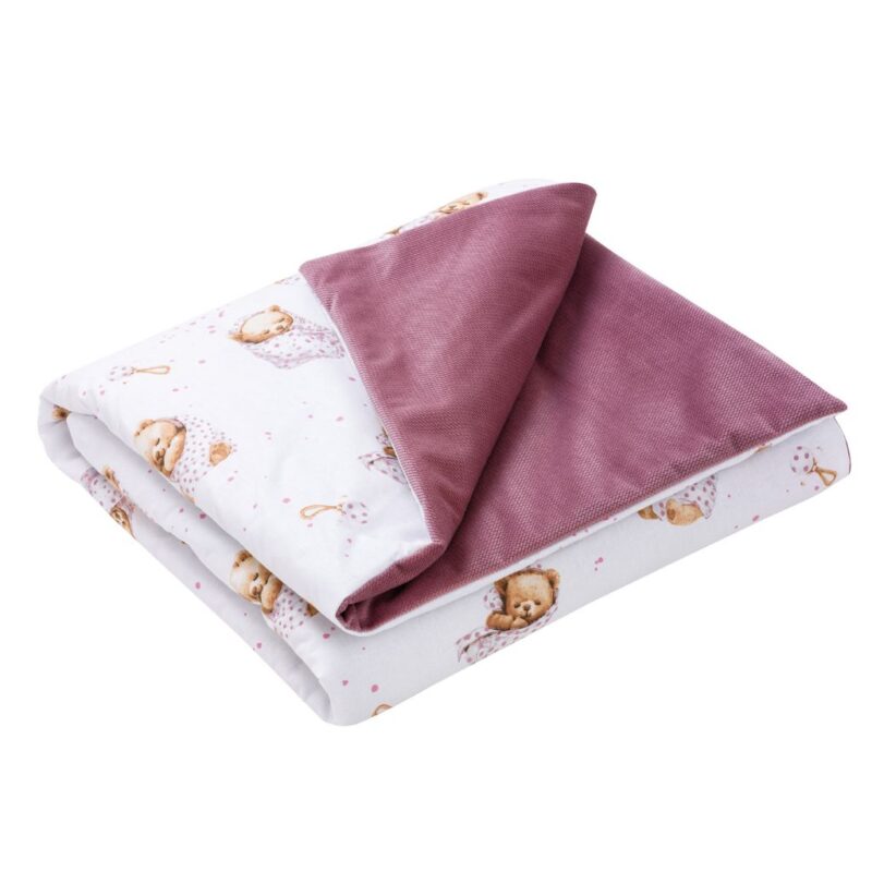 Paplan 100x135 - White Sleeping Teddy Bear - pamut/velvet