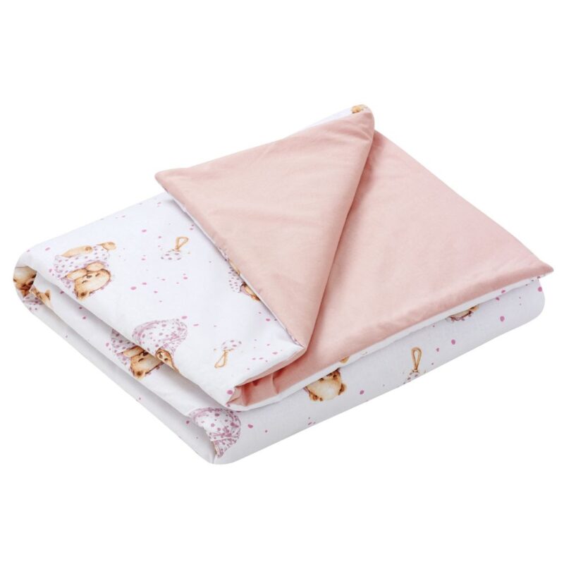 Paplan 100x135 - White Sleeping Teddy Bear - pamut