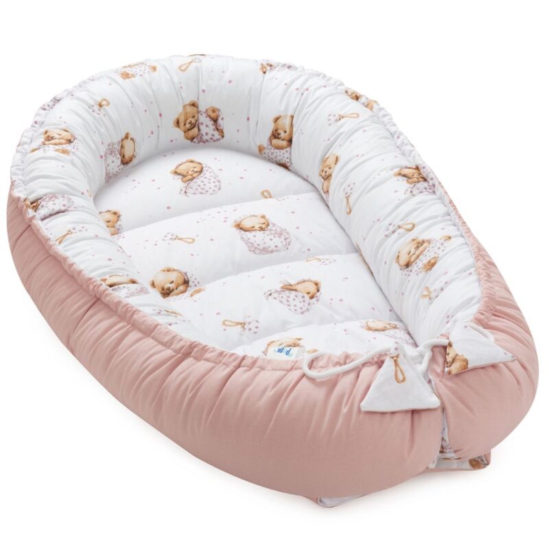 Babafészek - White Sleeping Teddy Bear - pamut