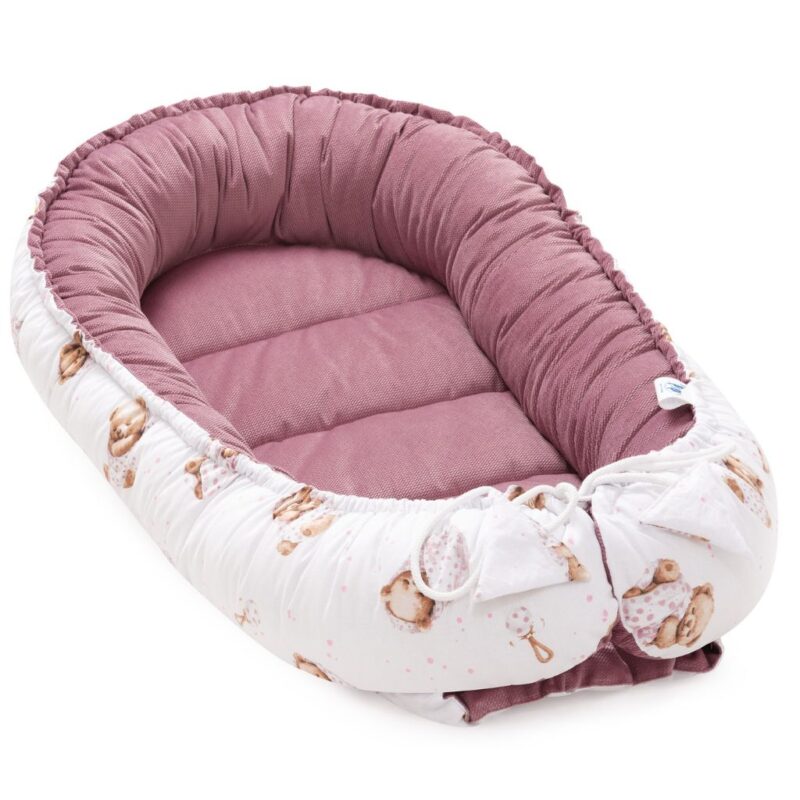 Baba szett 5 az 1-ben - White Sleeping Teddy Bear old rosa - pamut/velvet - Image 3