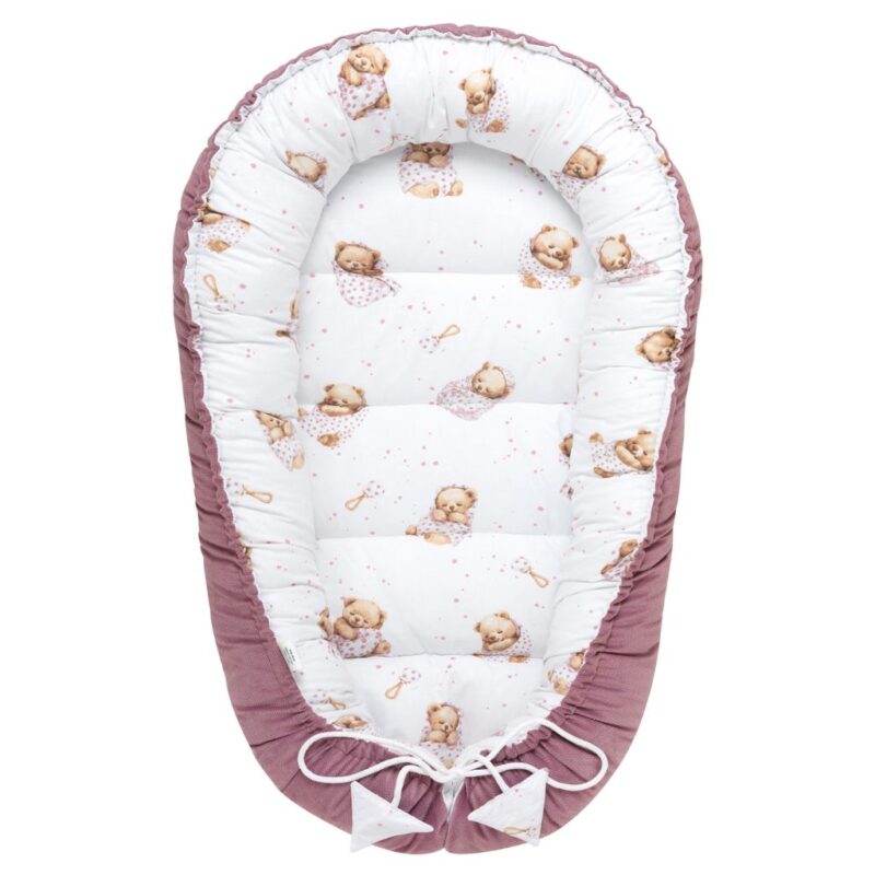 Baba szett 5 az 1-ben - White Sleeping Teddy Bear old rosa - pamut/velvet - Image 4