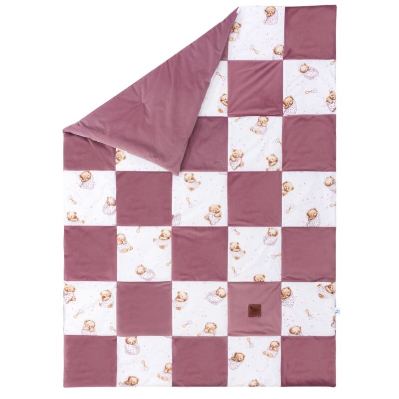 Paplan PATCHWORK 100x140 - White Sleeping Teddy Bear old rosa - pamut/velvet