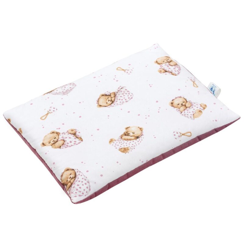 Lapos párna 30×40 - White Sleeping Teddy Bear - pamut/velvet