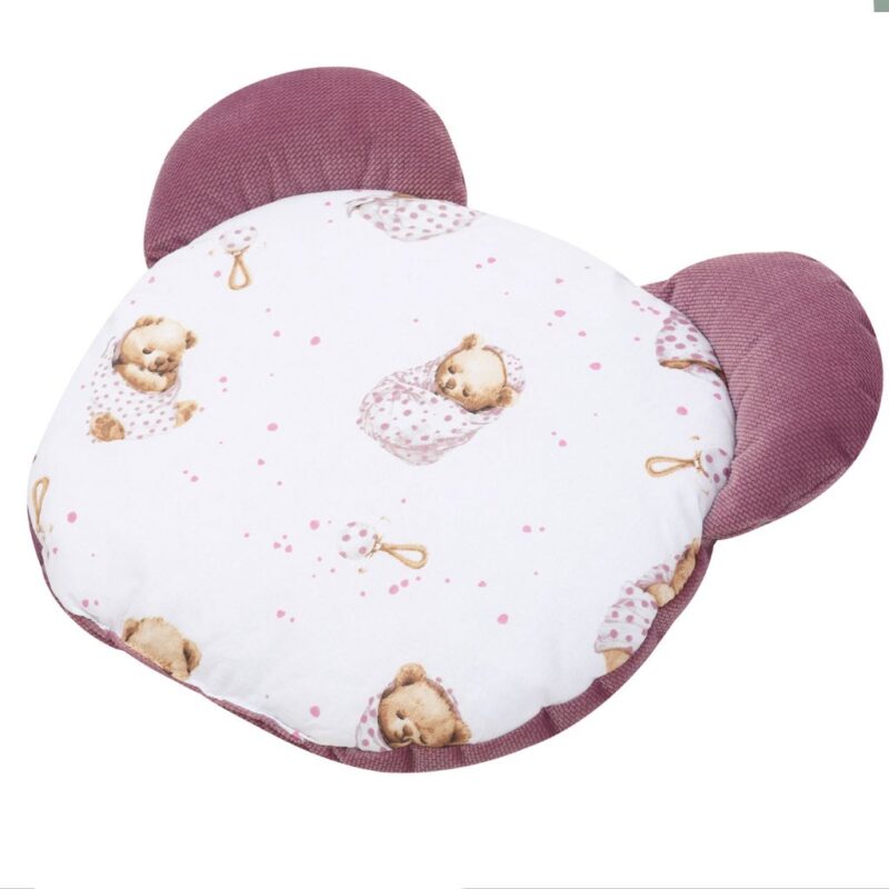 Lapos párna MACI - White Sleeping Teddy Bear old rosa - pamut/velvet