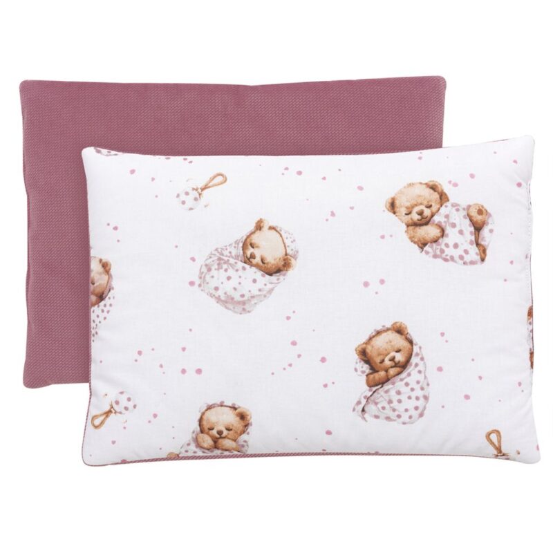 Lapos párna 25×35 - White Sleeping Teddy Bear - pamut/velvet