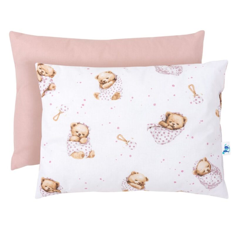 Pelyhes párna 30×40 - White Sleeping Teddy Bear - pamut