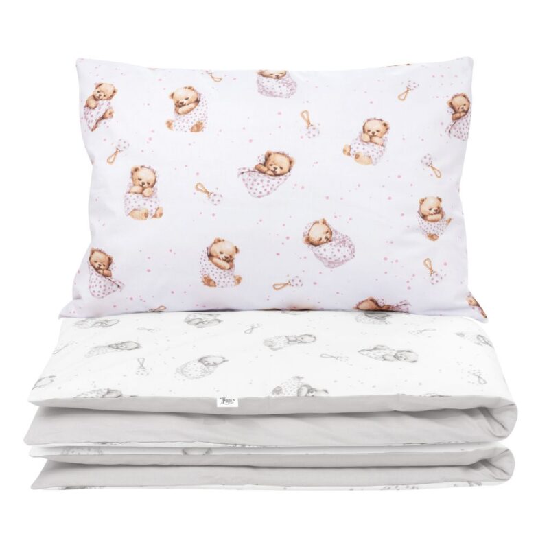 Párnahuzat 60×40 - White Sleeping Teddy Bear - pamut