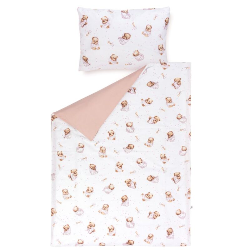Gyermek ágyneműgarnitúra - 100×135 paplanhuzat és 40×60 párnahuzat pamut - White Sleeping Teddy Bear - Image 2