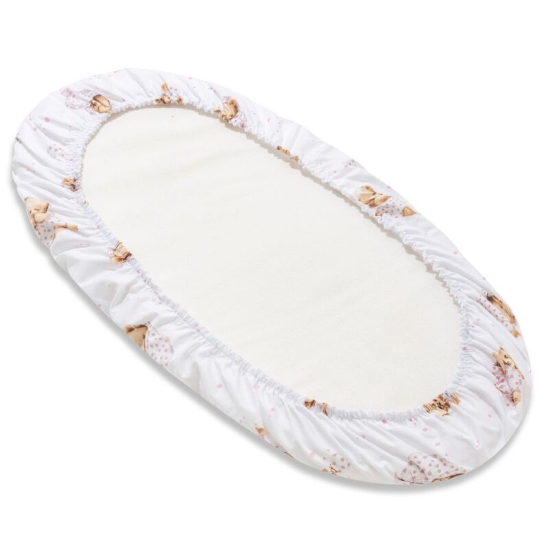 Lepedő mózeskosárba gumis - White Sleeping Teddy Bear - Image 3