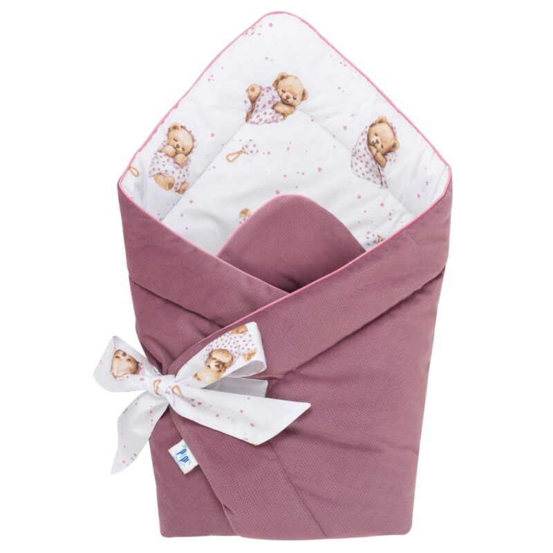 Pólya/takaró - White Sleeping Teddy Bear - pamut/velvet