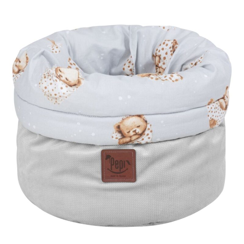 Kosárka babakellékekhez - Sleeping Teddy Bear - pamut/velvet
