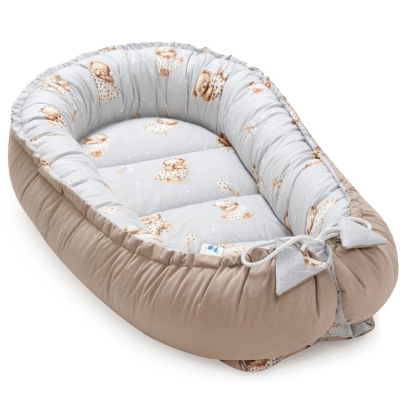 Babafészek - Sleeping Teddy Bear cappucino - pamut