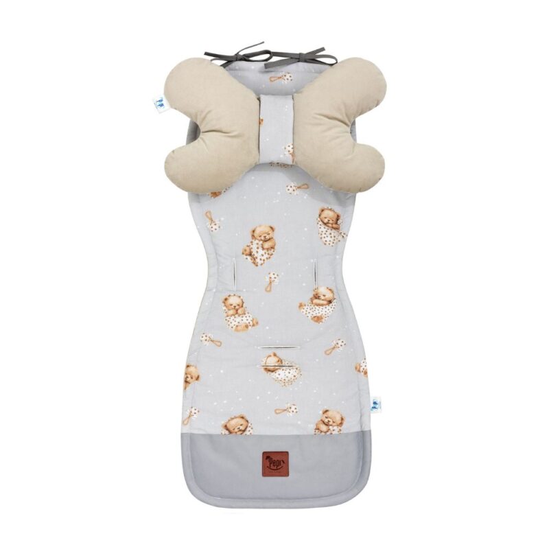 Babakocsi betét 5az1-ben szett - Sleeping Teddy Bear cappucino - pamut/velvet - Image 2