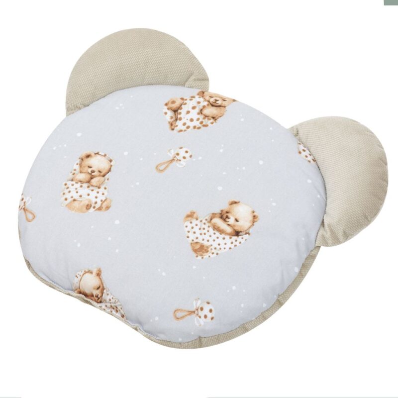 Lapos párna MACI - Sleeping Teddy Bear cappucino - pamut/velvet