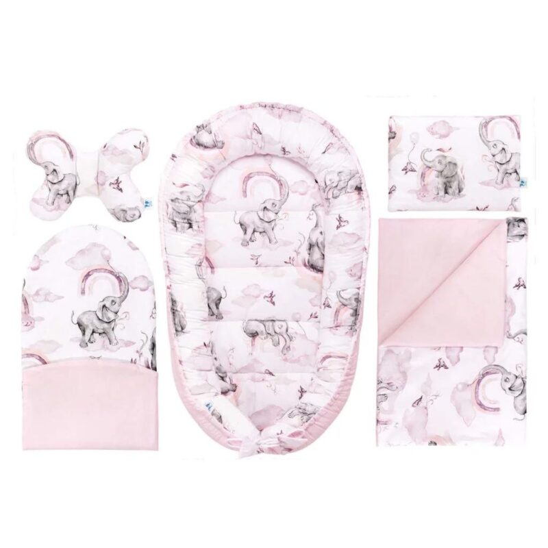 Baba szett 5 az 1-ben - Eledreams Pink - pamut