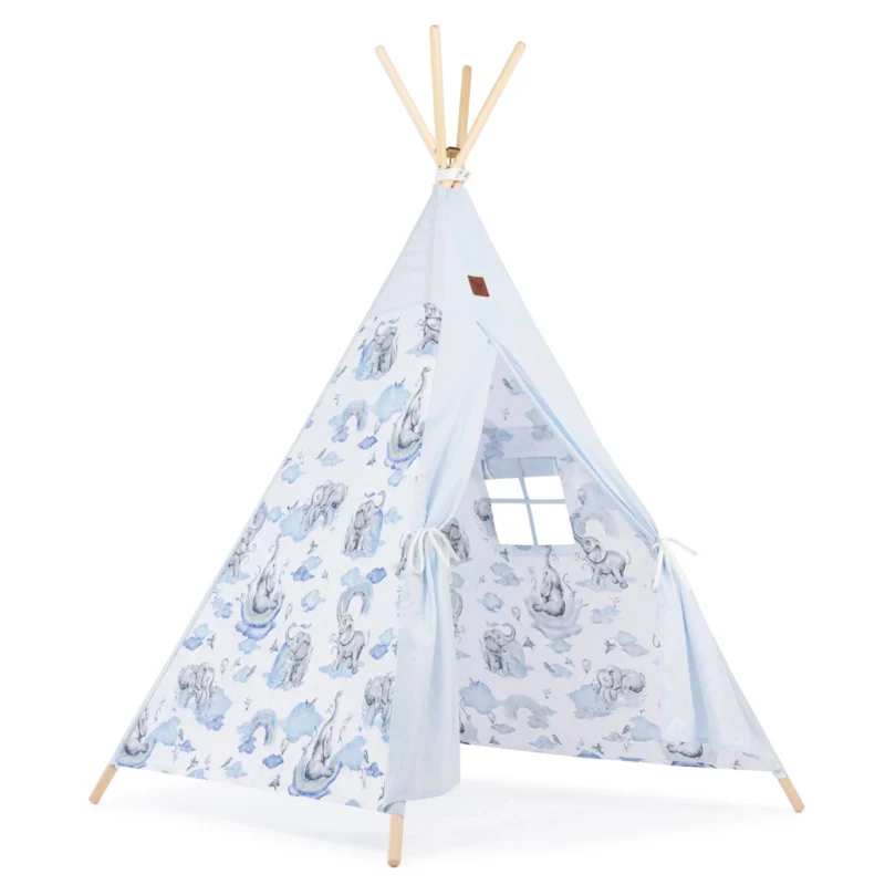 Sátor TIPI gyerekeknek Wigwam ablakkal - Eledreams Blue + AJÁNDÉK stabilizátor