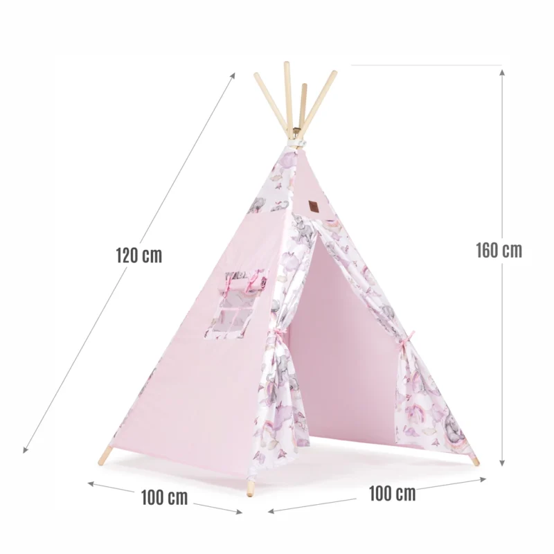 Sátor TIPI gyerekeknek Wigwam ablakkal - Eledreams Pink + AJÁNDÉK stabilizátor - Image 2