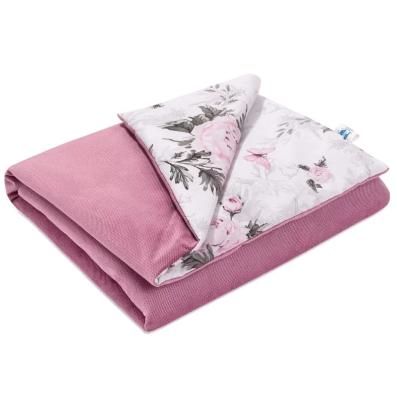 Paplan 100x135 - Pink Flowers old rosa - pamut/velvet