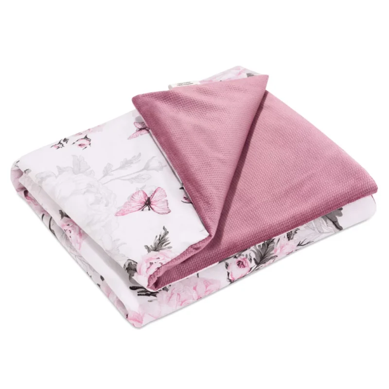 Paplan 55×75 - Pink Flowers old rosa - pamut/velvet