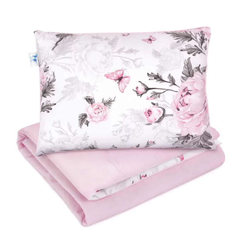 Szett 30×40-ös párna és 75×100-ös takaró – Pink Flowers – pamut