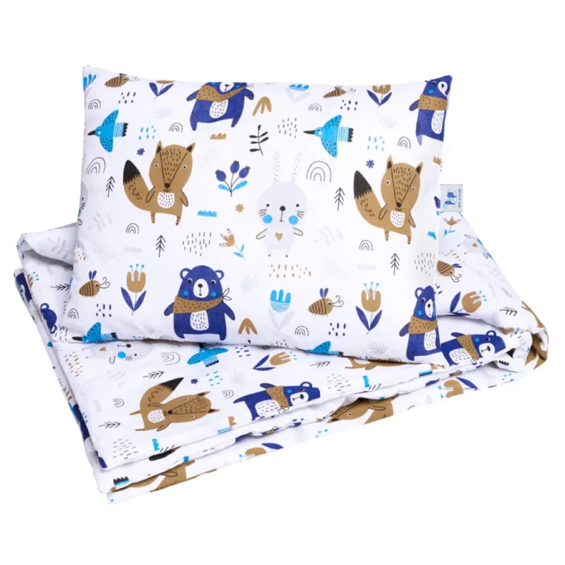 Szett 30×40-ös párna és 75×100-ös takaró – Blue Bear – pamut