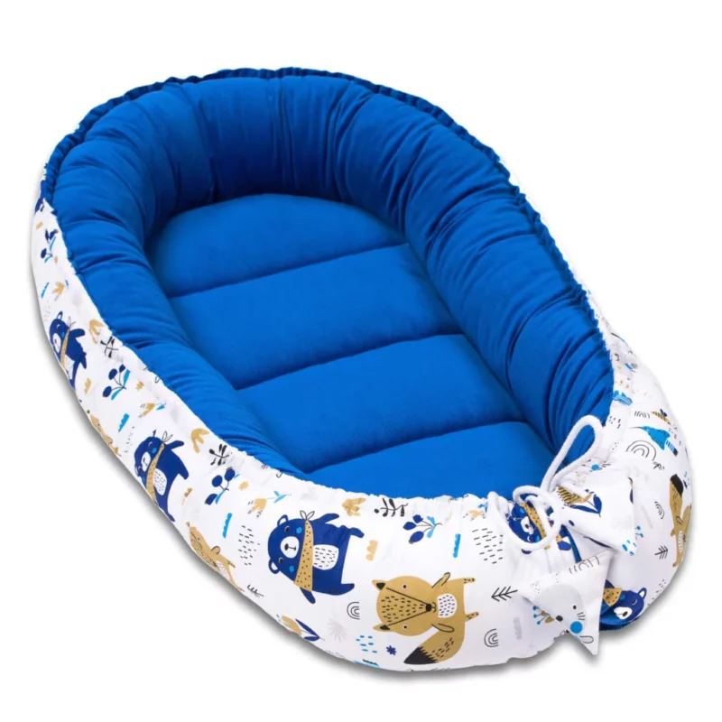 Babafészek és pólya szett - Blue Bear - pamut/velvet - Image 2