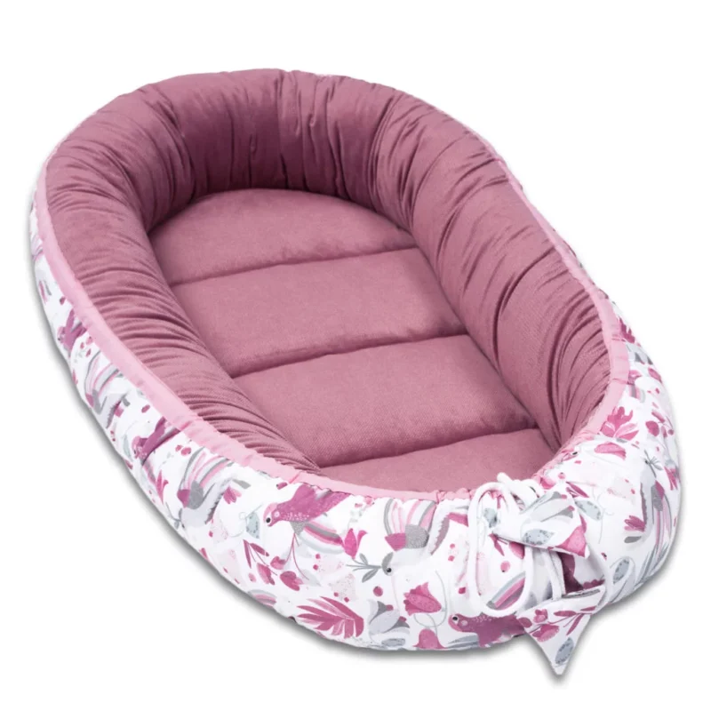 Babafészek és pólya szett - Hummingbird old rosa - pamut/velvet - Image 3