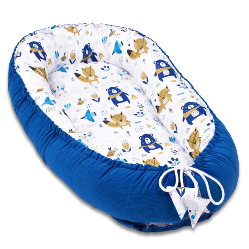 Babafészek - Blue Bear - pamut/velvet