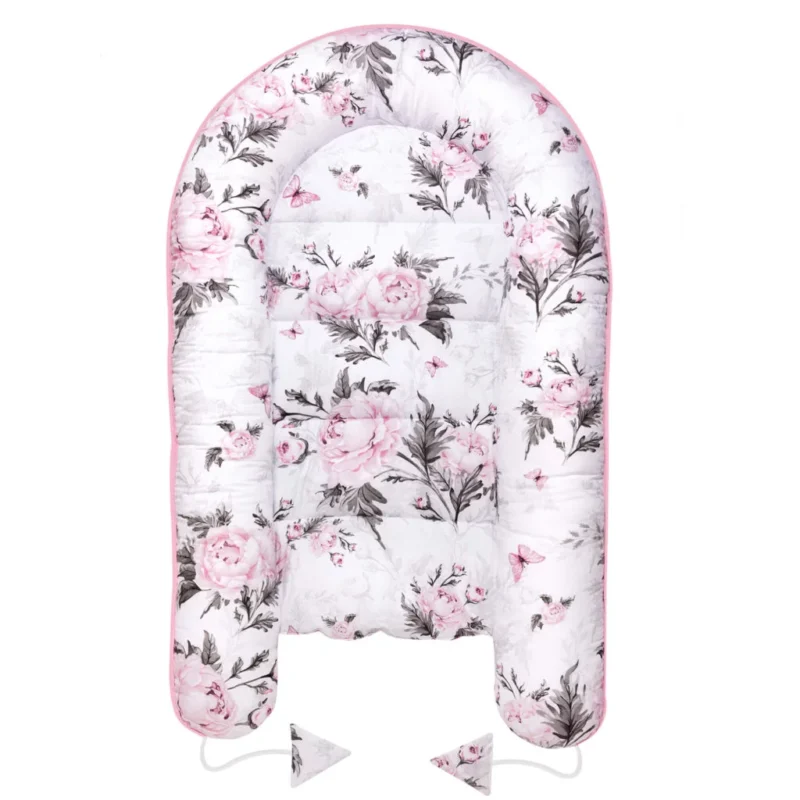 Baba szett 6 az 1-ben - Pink Flowers old rosa - pamut/velvet - Image 7
