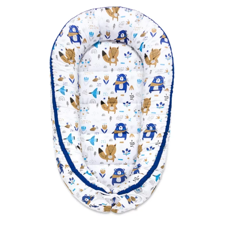 Babafészek és pólya szett - Blue Bear - pamut - Image 3