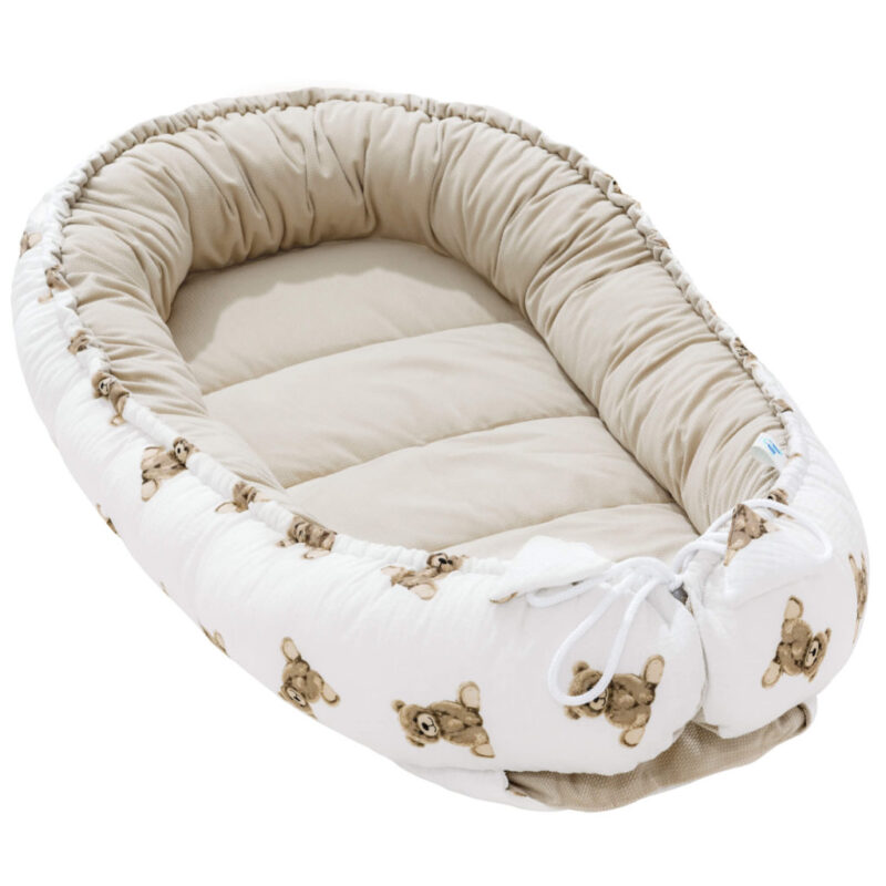 Muszlin babafészek - Sweet Teddy - muszlin/velvet - Image 2