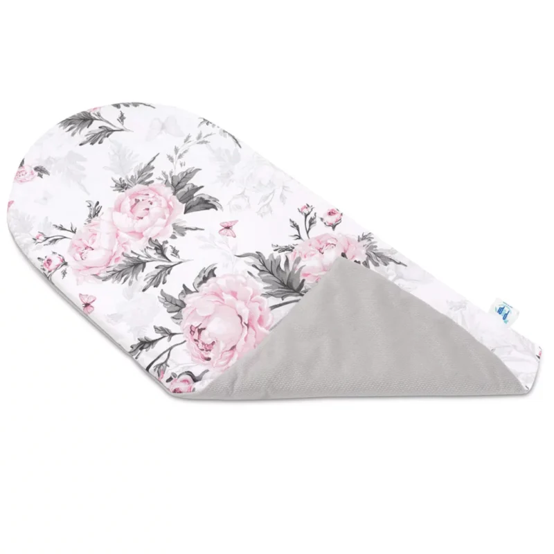 Baba szett 5 az 1-ben - Pink Flowers grey - pamut/velvet - Image 6