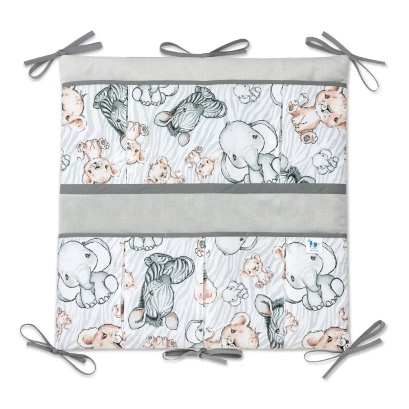 Kiságyra szerelhető tároló 52x52 - Safari grey - pamut/velvet