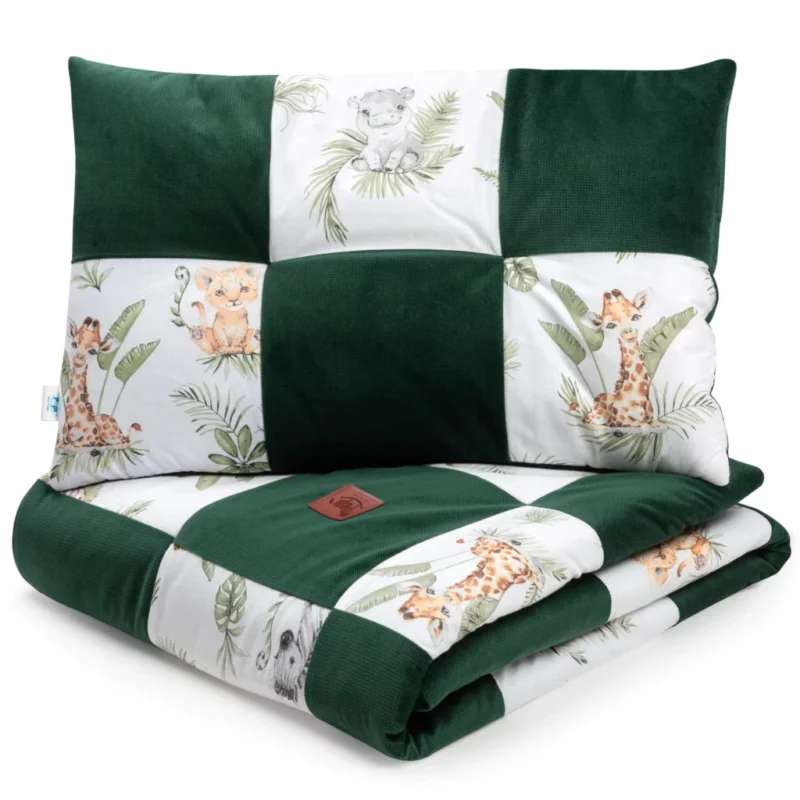 Patchwork paplan 100x140 lapos párnával 40x60 - Afrimals - pamut/velvet
