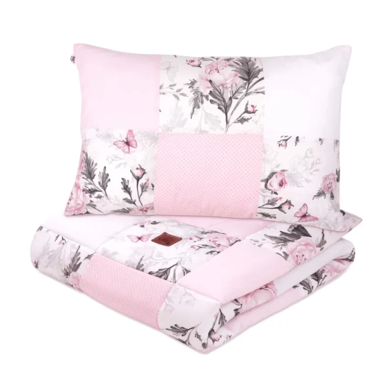 Patchwork paplan 100x140 párnahuzattal 40x60 - Pink Flowers - pamut