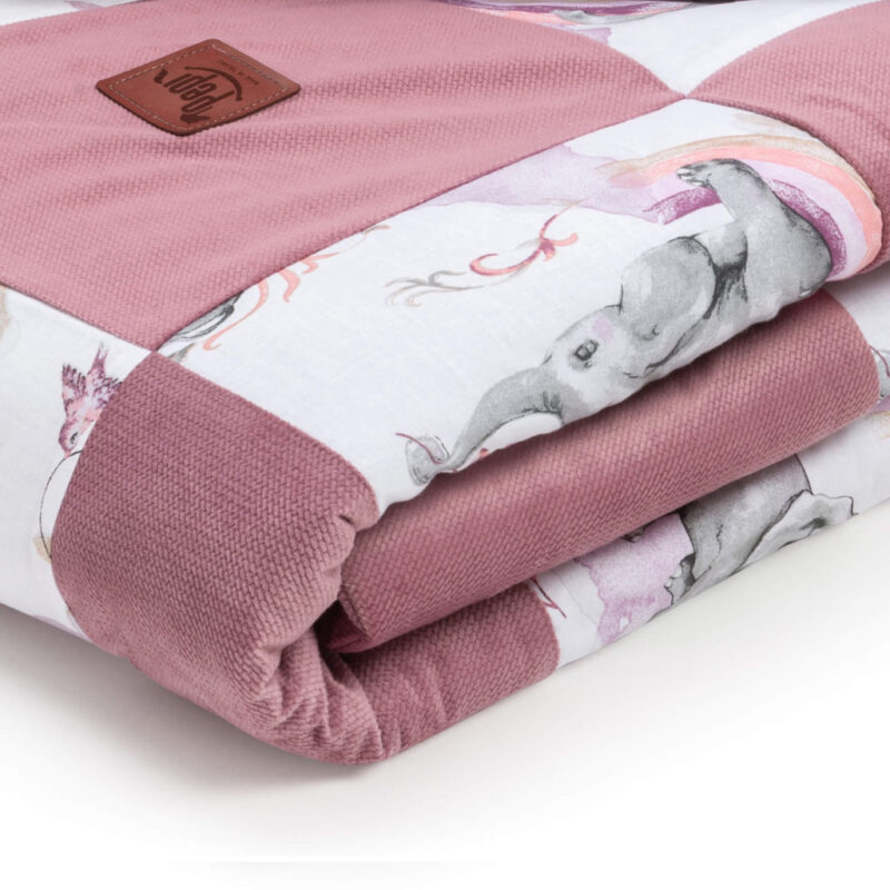 Patchwork paplan 100x140 lapos párnával 40x60 - Eledreams Pink - pamut/velvet - Image 4