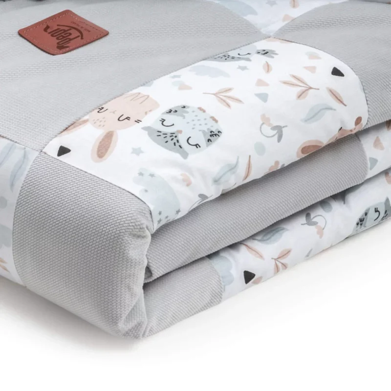 Patchwork paplan 100x140 lapos párnával 40x60 - Forest Friends - pamut/velvet - Image 4